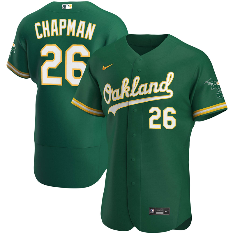 2020 MLB Men Oakland Athletics #26 Matt Chapman Nike Kelly Green Alternate 2020 Authentic Player Jersey 1